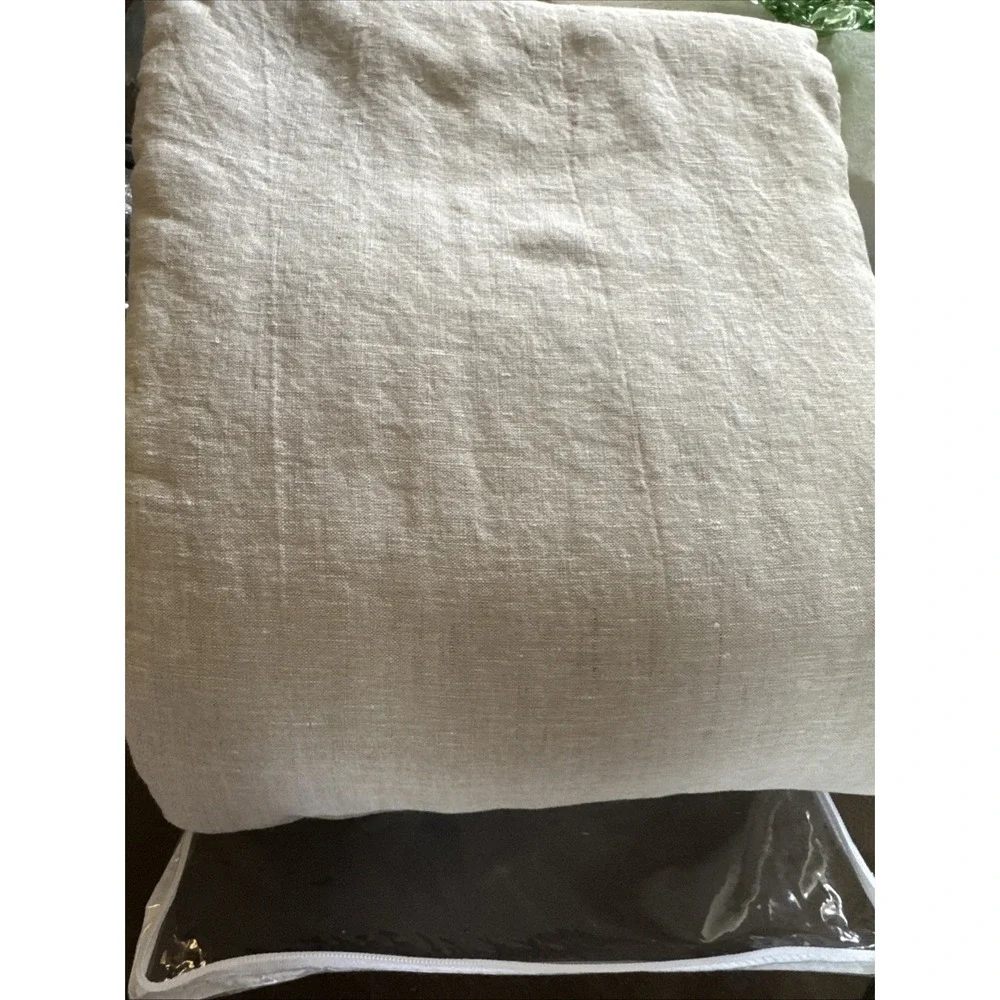 POTTERY BARN Belgian Flax Linen Full Sheet Set Flax Flat, Fitted, 2 Pillowcases